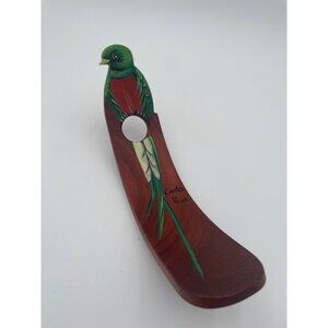 Handcrafted Costa Rica Wooden Bird Parrot Wine Bottle Holder